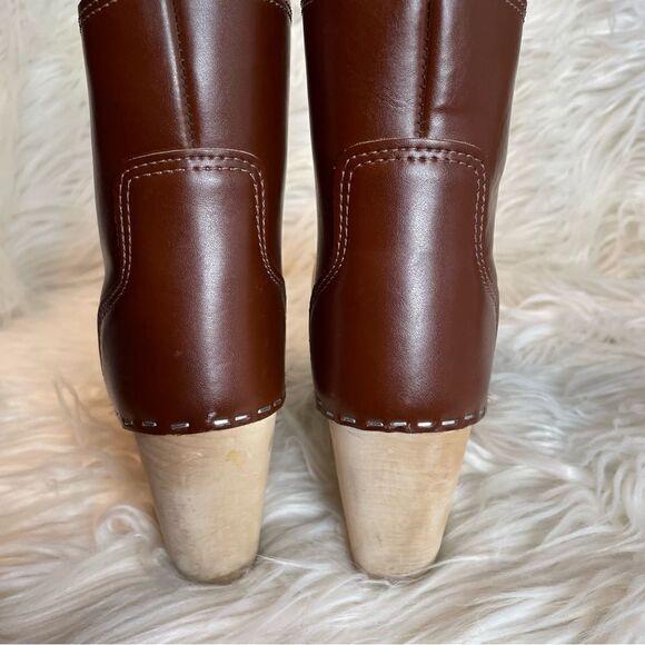 Maguba Leather Wood Wedge Clog‎ Wedge Boot Chocolate Brown Women’s 38 8 - Picture 8 of 12